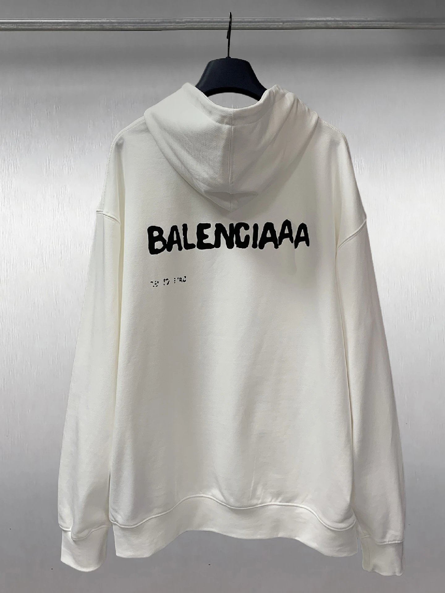Balenciaga Graphic Print Hoodie Navy - 8
