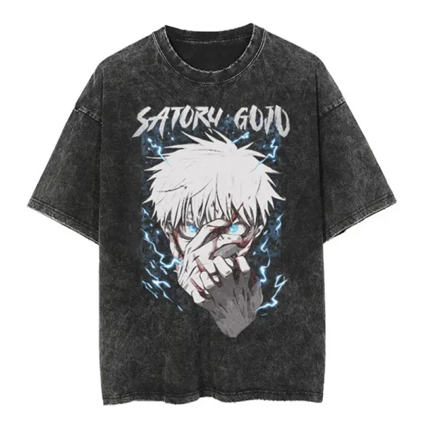 Design Satoru Gojo Acid Wash T-Shirt - 1