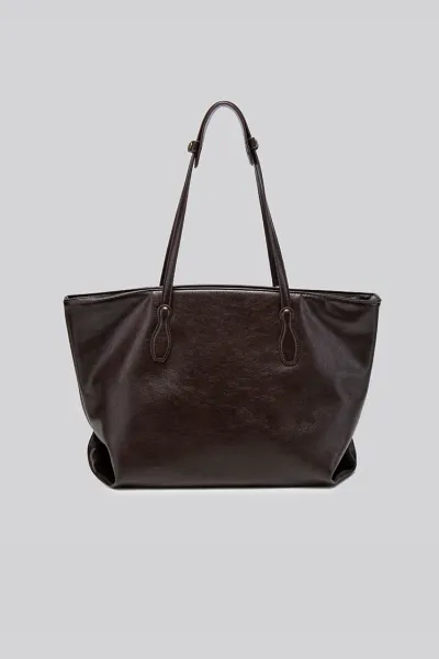Design Tote Bag Black Leather-Effect Handbag - 16