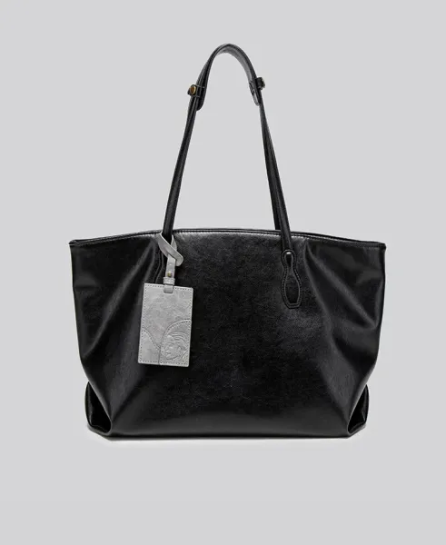 Design Tote Bag Black Leather-Effect Handbag - 18