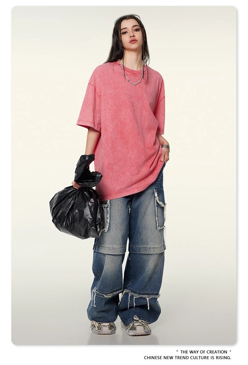 Design Beingmove Washed Beige Oversized T-Shirt T-Shirts - 77