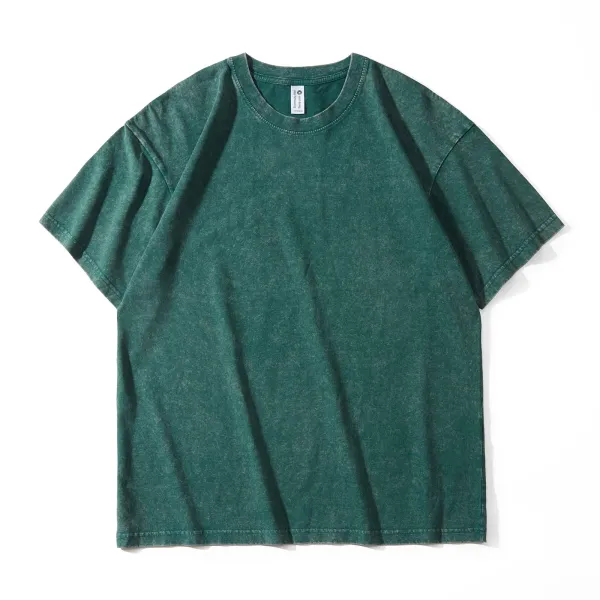 Design Vintage Washed Green T-Shirt Tops.t Shirts - 1