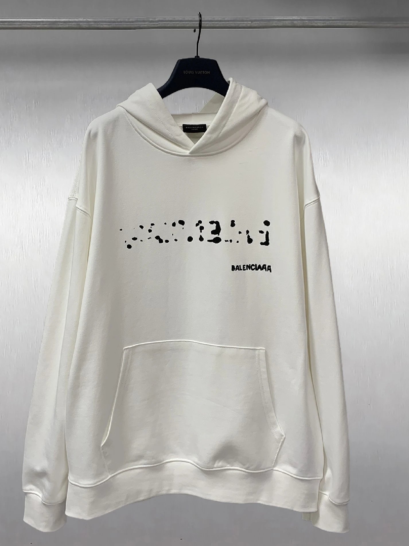 Balenciaga Graphic Print Hoodie Navy - 10