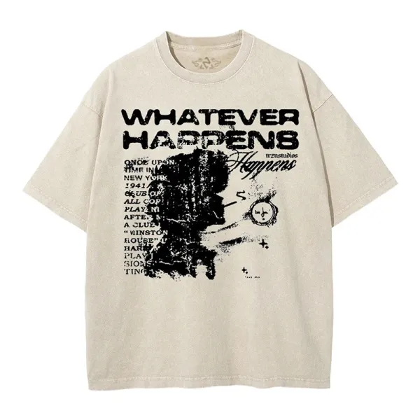 Design trznstudios Whatever Happens Graphic Print Beige T-Shirt T-Shirts - 1