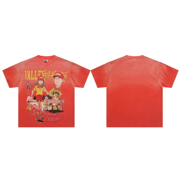 Design Valley Smashes Summer Dreams Red Acid Wash T-Shirt T-Shirts - 1