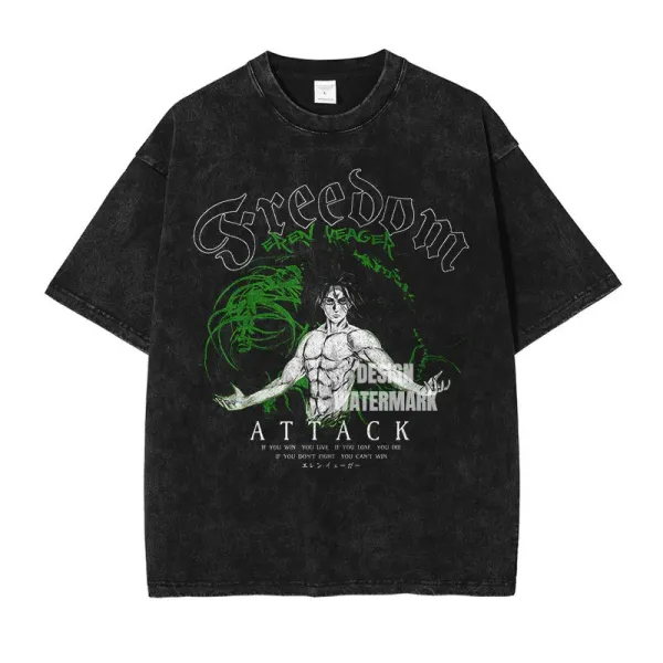 Design Freedom Attack Graphic Oversized T-Shirt Black - 1