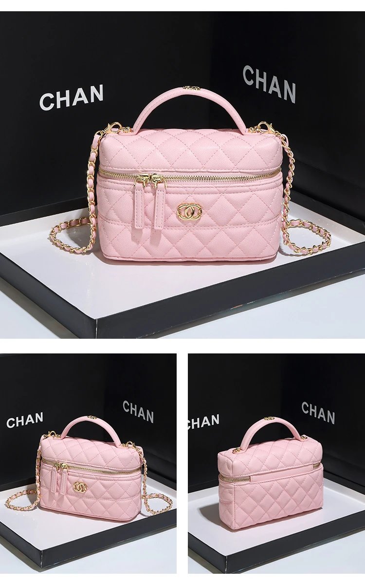 Chanel Mini Vanity Bag Pink Quilted Leather Handbag - 20