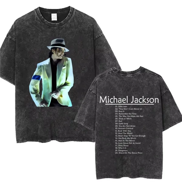 Design Michael Jackson Graphic Acid Wash T-Shirt T-Shirts - 1