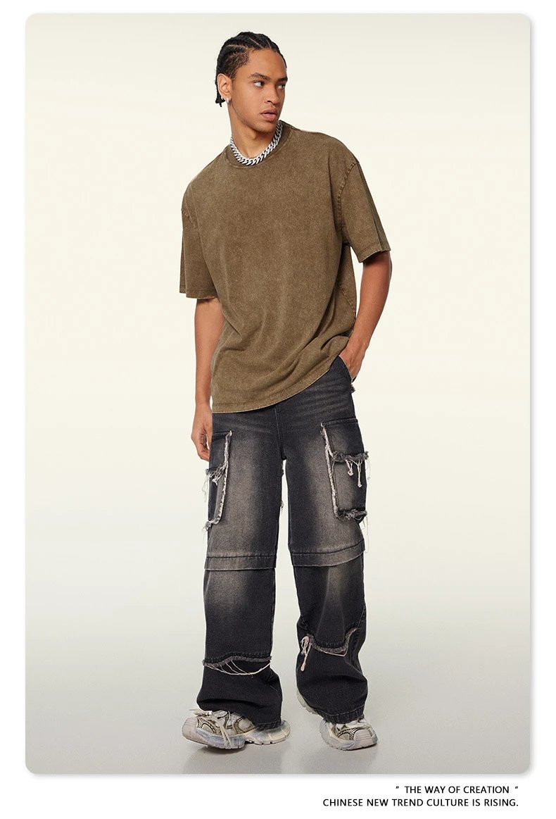 Design Beingmove Washed Beige Oversized T-Shirt T-Shirts - 26