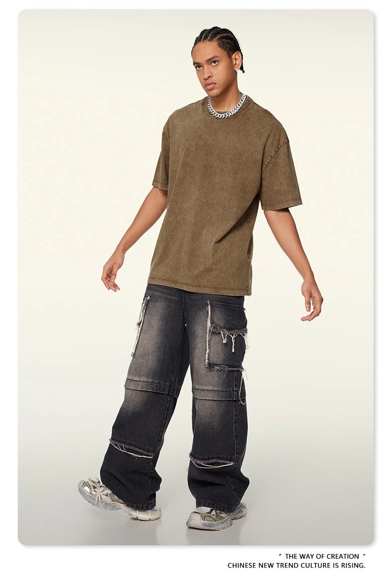 Design Beingmove Washed Beige Oversized T-Shirt T-Shirts - 29