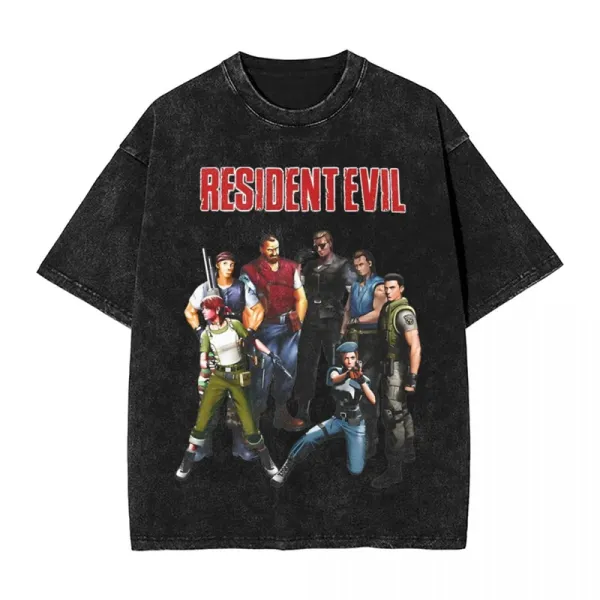 Design Resident Evil Group Cast Graphic T-Shirt Black T-Shirts - 1
