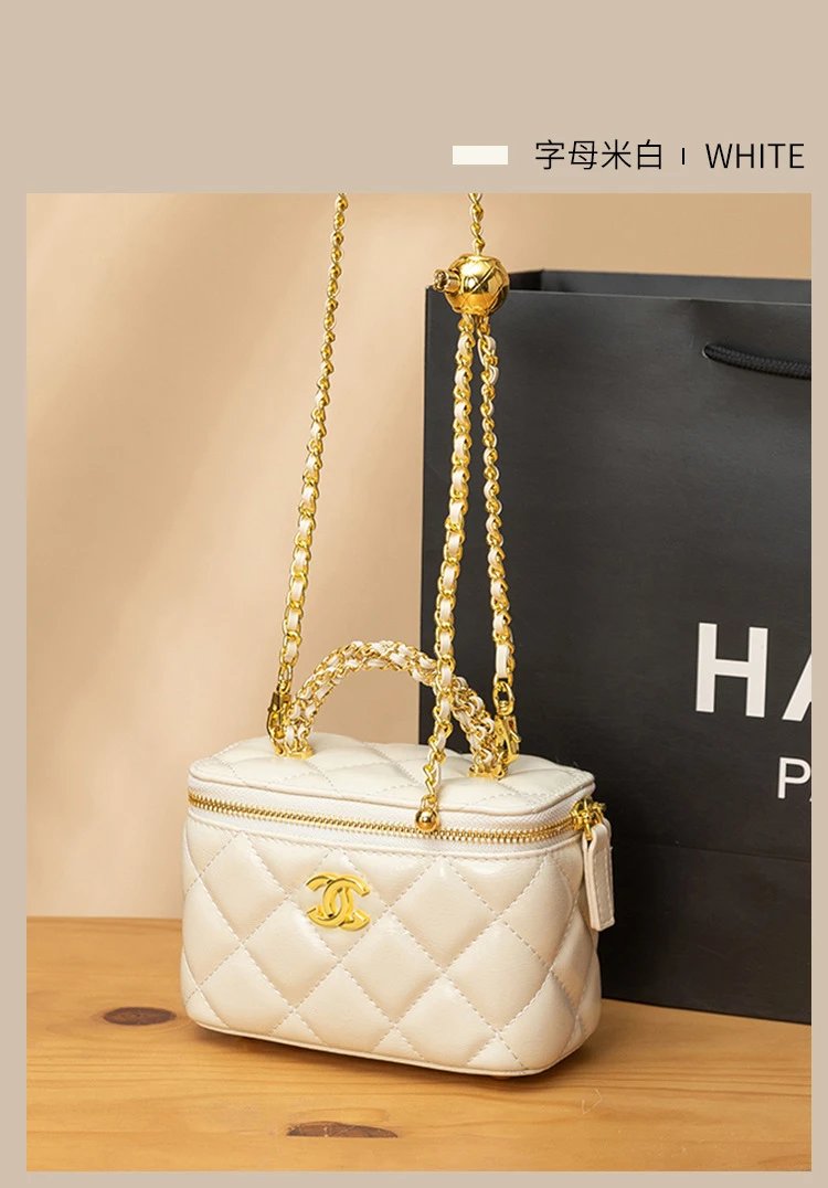 Chanel Mini Vanity Bag Black Quilted Leather Chain Bag Shoulder Bags - 9