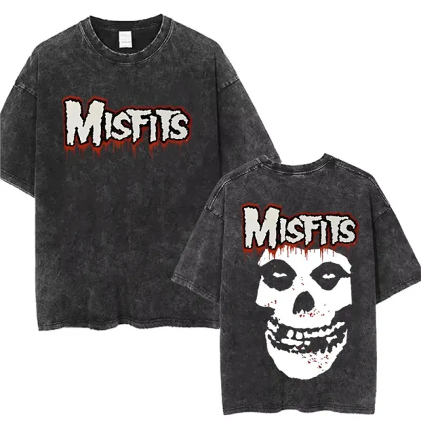 Design Misfits Skull Logo Acid Wash T-Shirt T-Shirts - 1