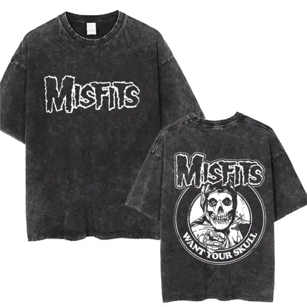 Design Misfits Want Your Skull Acid Wash T-Shirt T-Shirts - 1