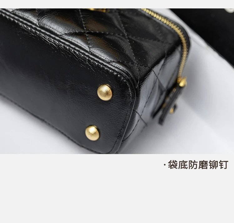 Chanel Mini Vanity Bag Black Quilted Leather Chain Bag Shoulder Bags - 30