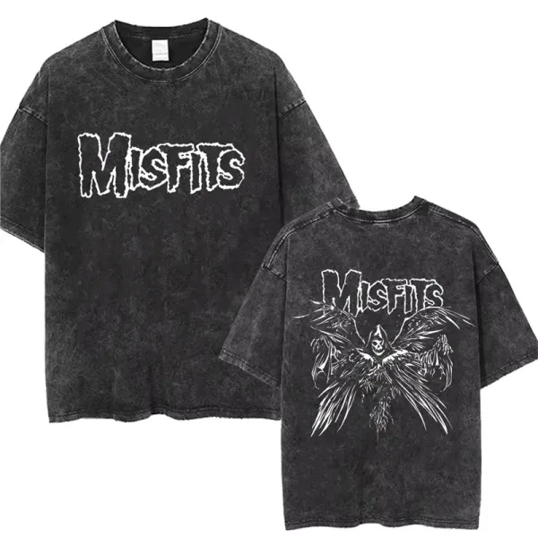 Design Misfits Acid Wash Black T-Shirt T-Shirts - 1