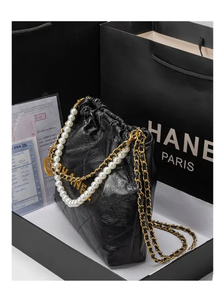 Chanel Drawstring Tote Bag and Pouch in Beige with Gold Hardware Handbags - 20