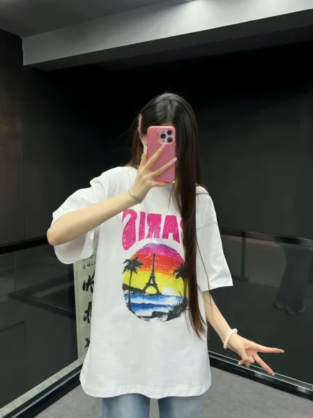 Design Paris Sunset Graphic T-Shirt White - 7