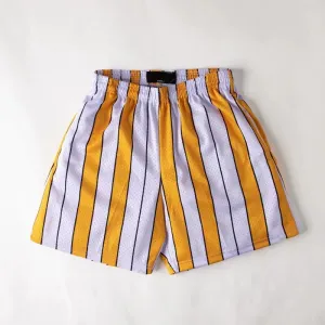 Design Striped Mesh Boxer Shorts Yellow and White