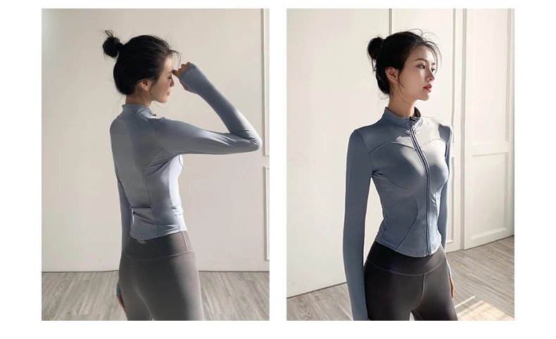 Design Long-Sleeve Zip-Up Crop Top in Mauve with Sculpted Seams Activewear - 14