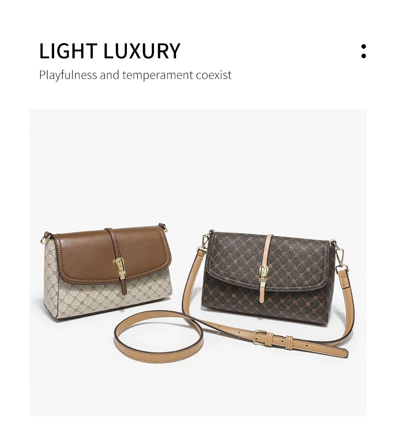 Design Luyis & Monlisa Crossbody Bag Beige Monogram Print Shoulder Bag Crossbody Bags - 7