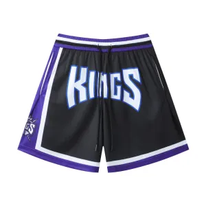NBA Sacramento Kings Basketball Shorts Black Purple White Shorts