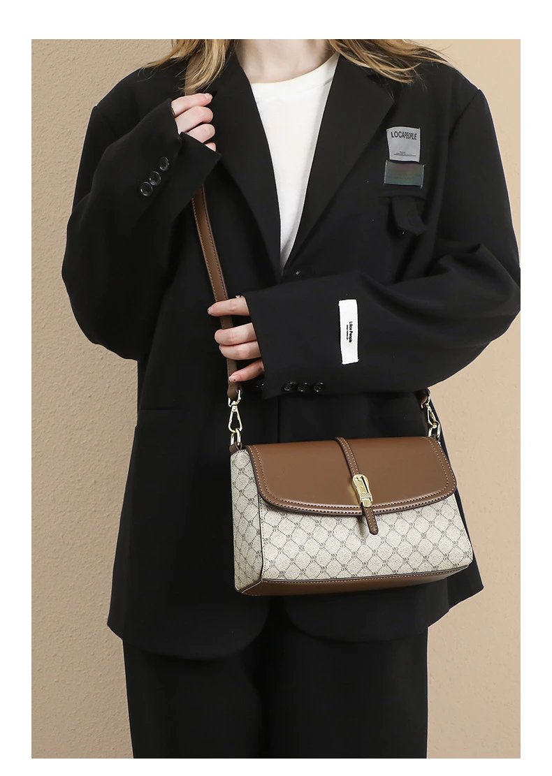 Design Luyis & Monlisa Crossbody Bag Beige Monogram Print Shoulder Bag Crossbody Bags - 13