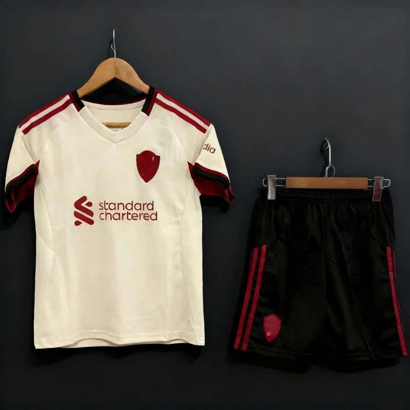 Liverpool FC 2023-24 Away Kit White Red Jersey and Shorts