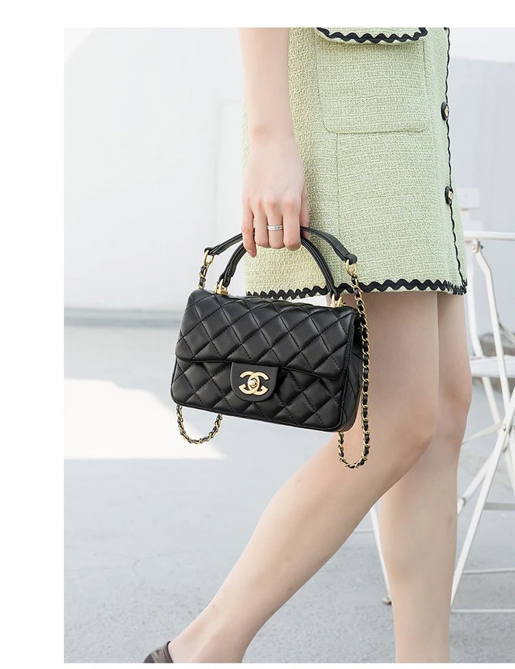 Chanel Mini Flap Bag Black Quilted Leather Chain Shoulder Bag - 11
