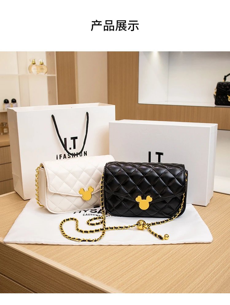 Design Disney x Unknown Brand Mickey Mouse Quilted Chain Crossbody Bag White Crossbody Bags - 14