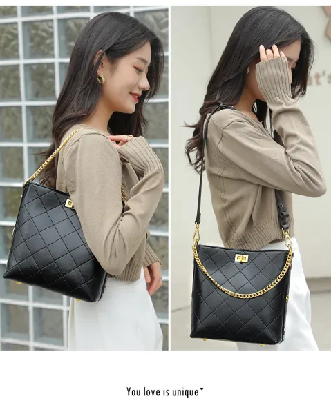 Chanel Quilted Chain Shoulder Bag Black - 11