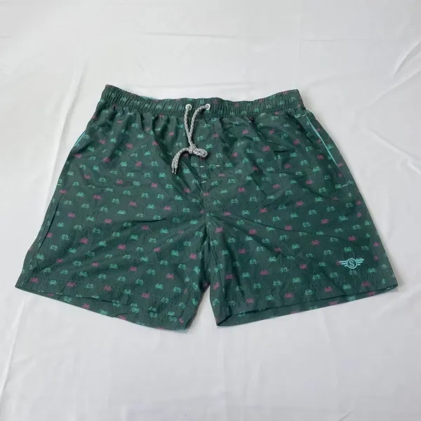Design Striped Swim Trunks Rust and White Shorts Swimwear - 4