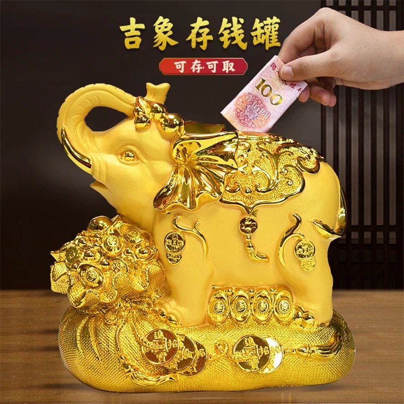Golden Elephant Lucky Money Box Decorative Storage Accessories
