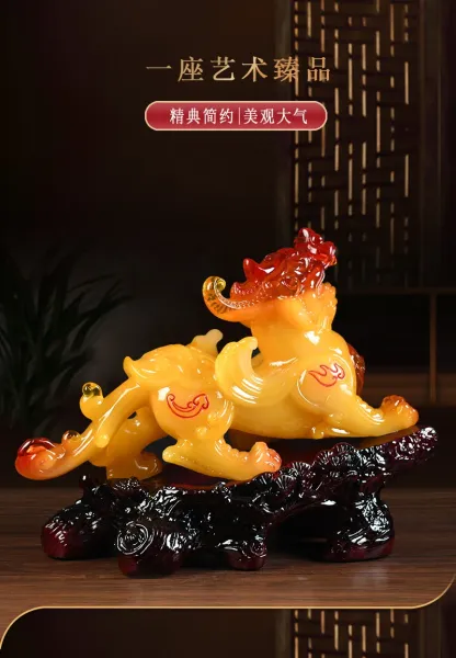 Design Pixiu Figurine - Ink Jade Color Home Decor Sculpture Accessories - 8