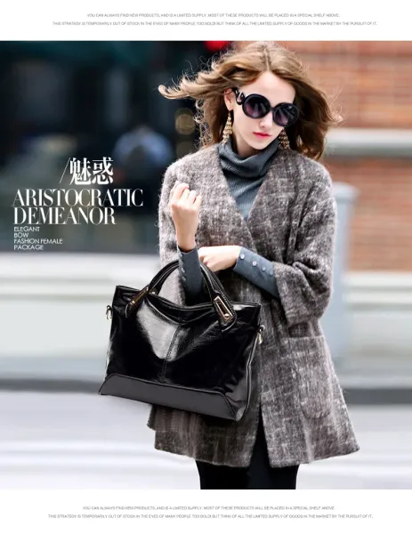 Design Patent Leather Hobo Bag Black Handbag - 17