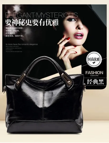 Design Patent Leather Hobo Bag Black Handbag - 23