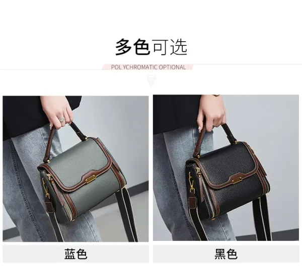Design Structured Leather Satchel in Gray and Brown Handbag - 4
