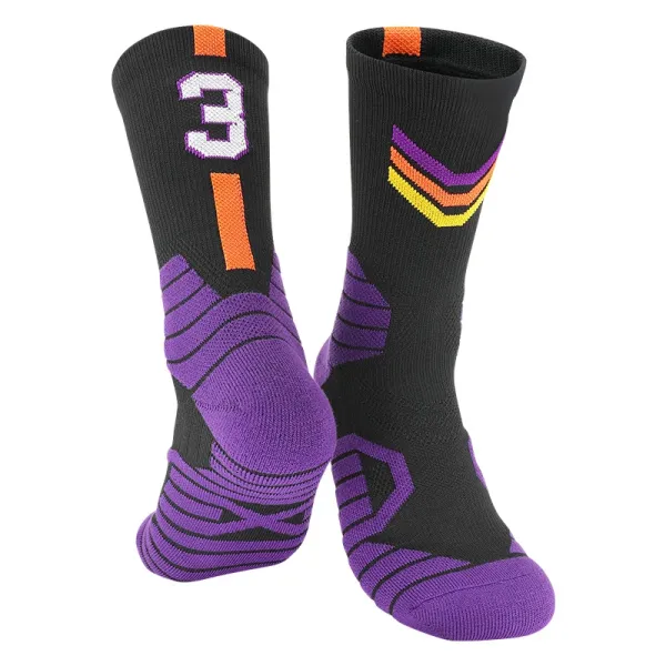 Design Performance Crew Socks Black Purple Orange - 1