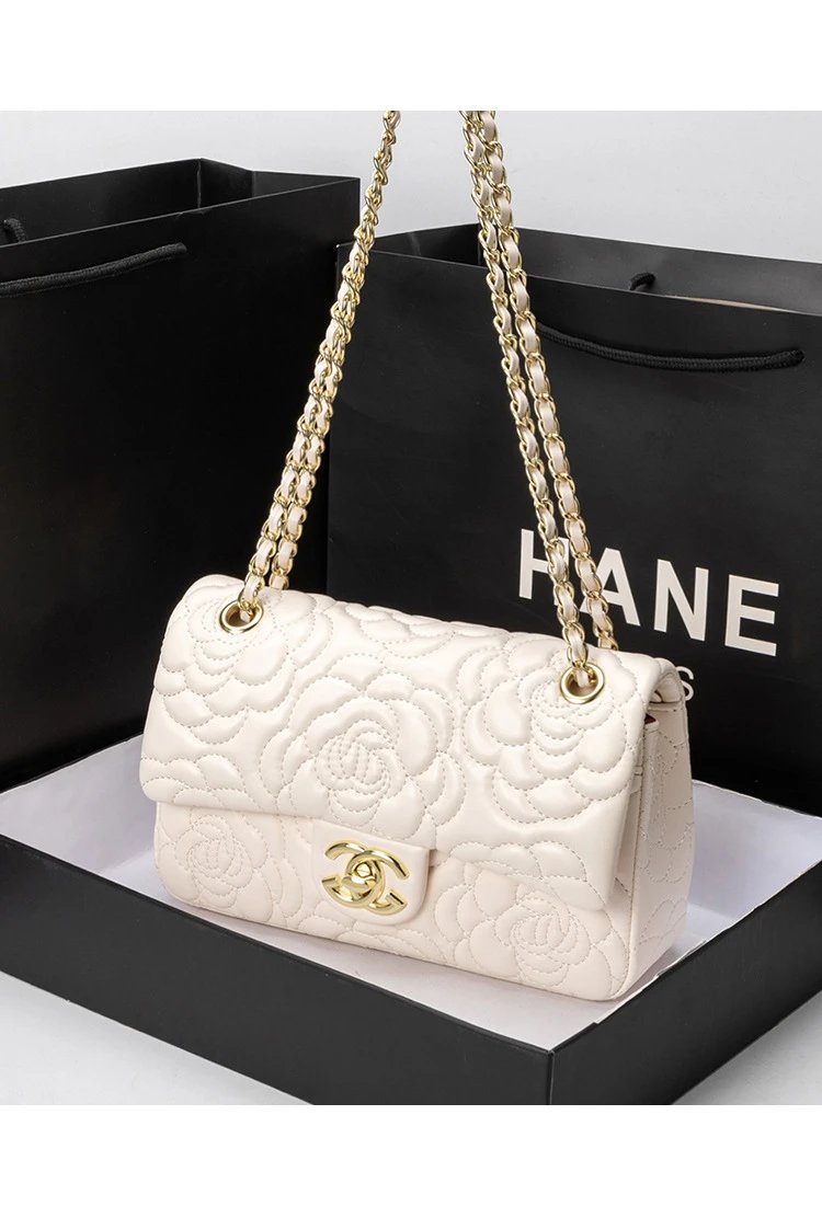 Chanel Classic Flap Bag Camellia Quilted Black Chain Bag Shoulder Bags - 5