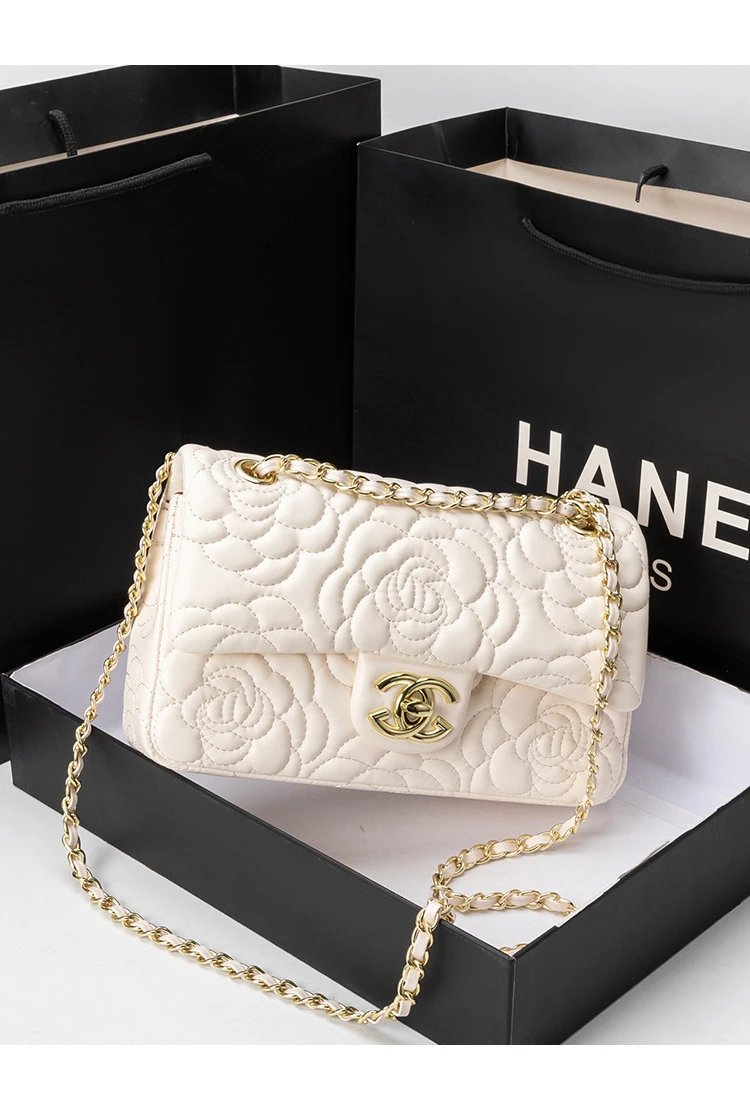Chanel Classic Flap Bag Camellia Quilted Black Chain Bag Shoulder Bags - 21