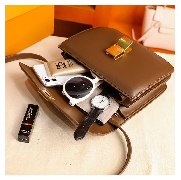 Celine Triomphe Mini Brown Leather Crossbody Bag - 9