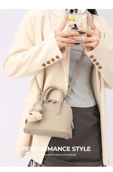 Design Dome Mini Handbag Orange with Poodle Charm - 13