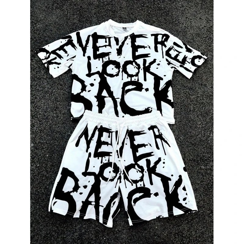 Never Look Back Graphic Print Set White / Black