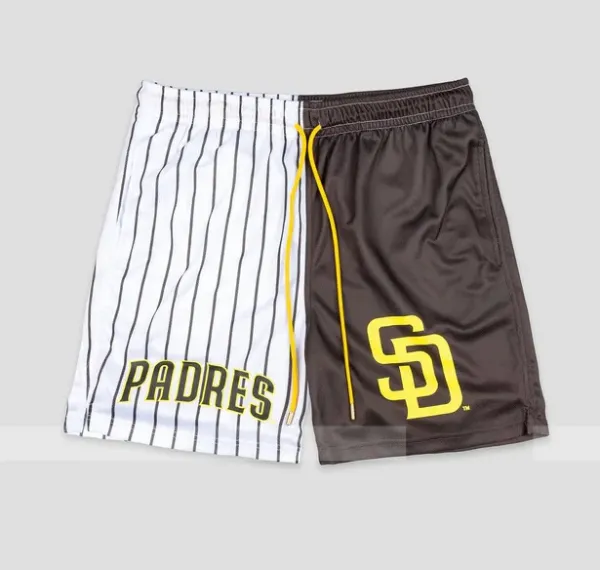 Los Angeles Dodgers Split-Design Mesh Shorts Gray and Royal Blue - 4