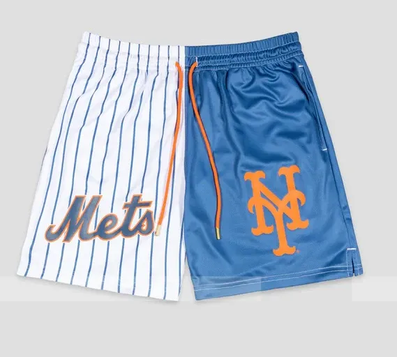 Los Angeles Dodgers Split-Design Mesh Shorts Gray and Royal Blue - 5