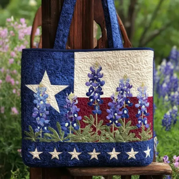 Design Embroidered Shamrock Quilted Tote Bag Green - 6