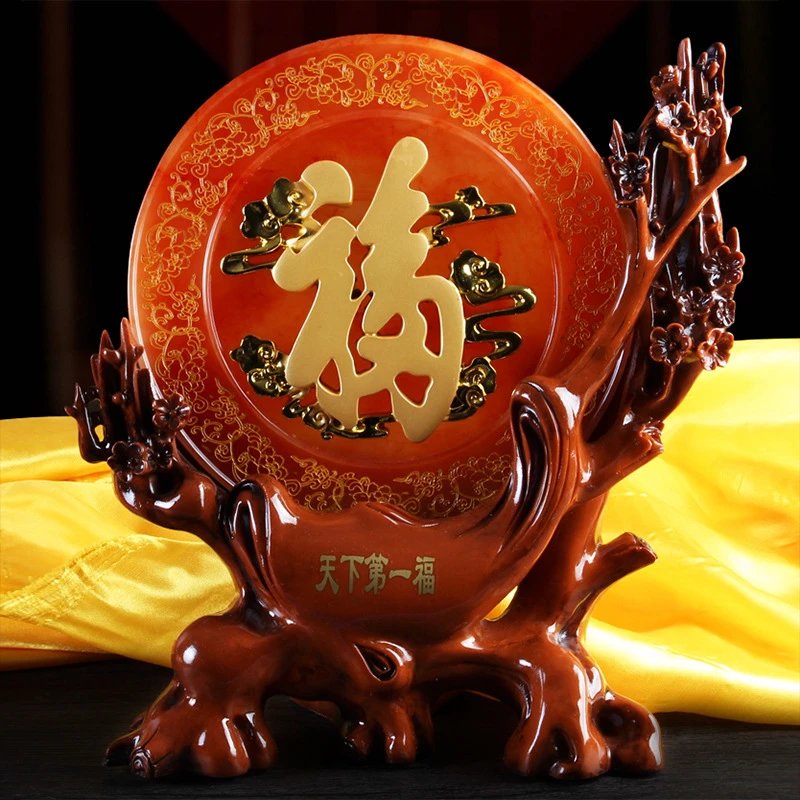 Design Chinese Fortune Plaque Red and Gold Ornament Accessories