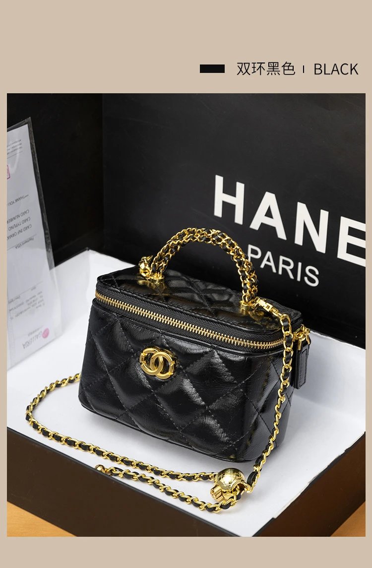 Chanel Mini Vanity Bag Black Quilted Leather Chain Bag Shoulder Bags - 5