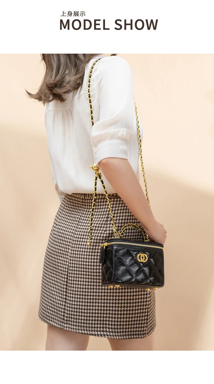 Chanel Mini Vanity Bag Black Quilted Leather Chain Bag Shoulder Bags - 16