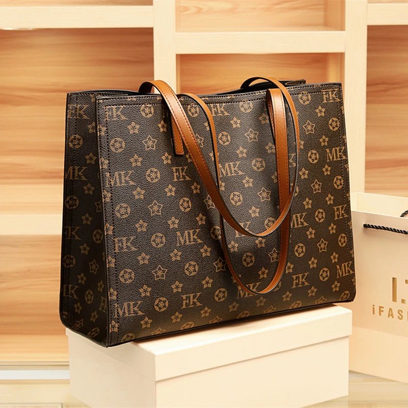 Michael Kors Monogram Tote Bag Brown and Gold